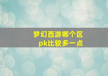 梦幻西游哪个区pk比较多一点