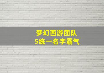 梦幻西游团队5统一名字霸气