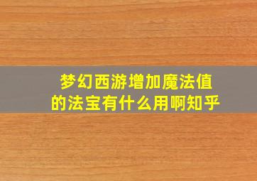 梦幻西游增加魔法值的法宝有什么用啊知乎