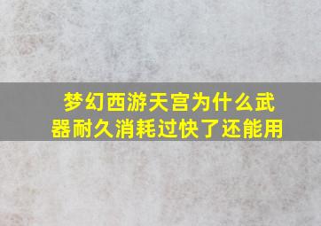 梦幻西游天宫为什么武器耐久消耗过快了还能用