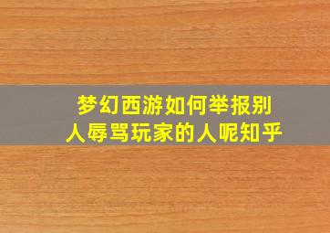 梦幻西游如何举报别人辱骂玩家的人呢知乎