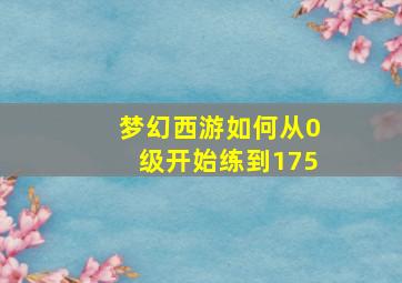 梦幻西游如何从0级开始练到175