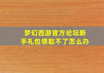 梦幻西游官方论坛新手礼包领取不了怎么办