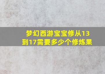 梦幻西游宝宝修从13到17需要多少个修炼果