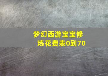 梦幻西游宝宝修炼花费表0到70