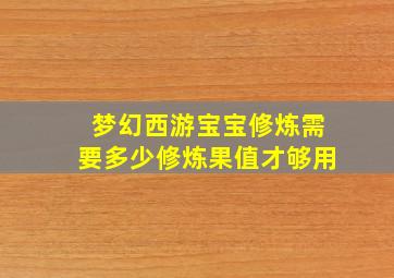 梦幻西游宝宝修炼需要多少修炼果值才够用