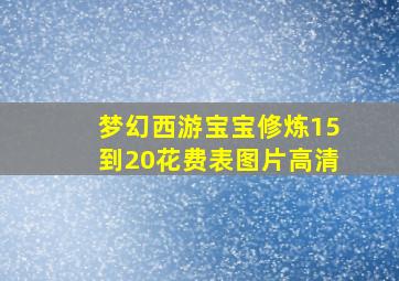 梦幻西游宝宝修炼15到20花费表图片高清