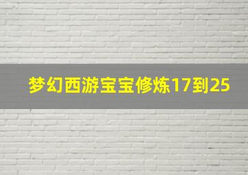 梦幻西游宝宝修炼17到25