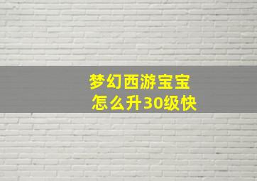 梦幻西游宝宝怎么升30级快