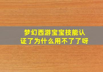 梦幻西游宝宝技能认证了为什么用不了了呀