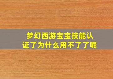 梦幻西游宝宝技能认证了为什么用不了了呢