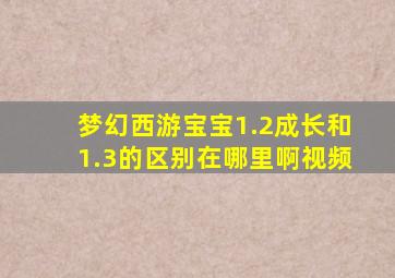 梦幻西游宝宝1.2成长和1.3的区别在哪里啊视频