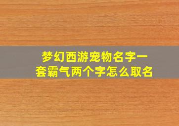 梦幻西游宠物名字一套霸气两个字怎么取名