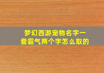 梦幻西游宠物名字一套霸气两个字怎么取的