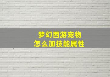 梦幻西游宠物怎么加技能属性