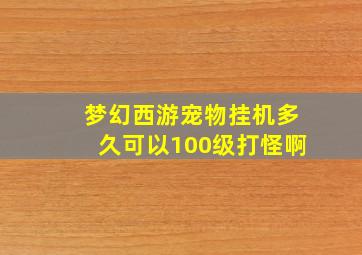 梦幻西游宠物挂机多久可以100级打怪啊