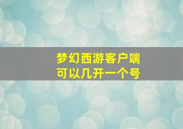 梦幻西游客户端可以几开一个号