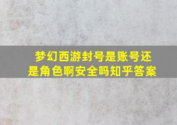 梦幻西游封号是账号还是角色啊安全吗知乎答案