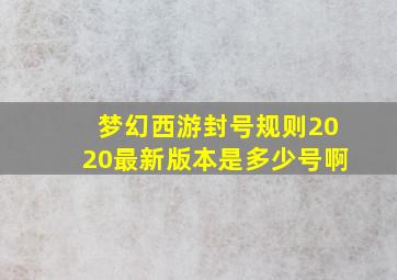 梦幻西游封号规则2020最新版本是多少号啊