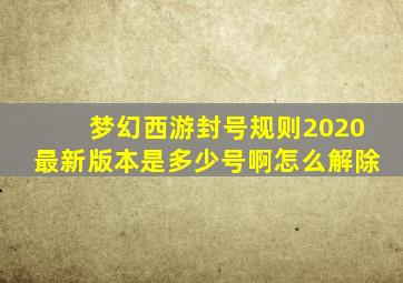 梦幻西游封号规则2020最新版本是多少号啊怎么解除