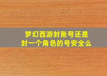 梦幻西游封账号还是封一个角色的号安全么