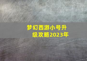 梦幻西游小号升级攻略2023年