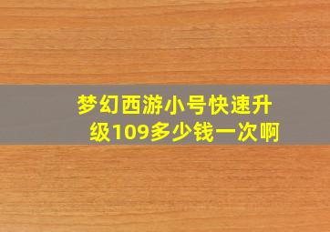 梦幻西游小号快速升级109多少钱一次啊