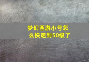 梦幻西游小号怎么快速到50级了