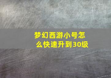 梦幻西游小号怎么快速升到30级