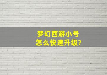 梦幻西游小号怎么快速升级?