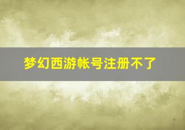 梦幻西游帐号注册不了