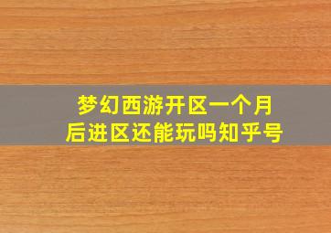 梦幻西游开区一个月后进区还能玩吗知乎号