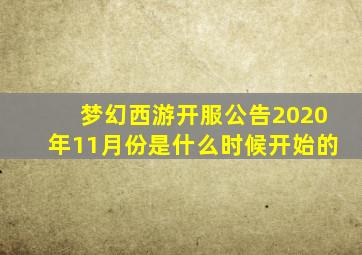 梦幻西游开服公告2020年11月份是什么时候开始的