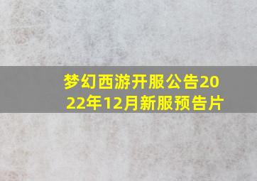 梦幻西游开服公告2022年12月新服预告片