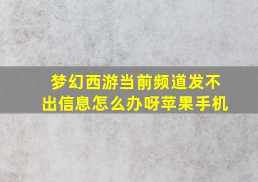 梦幻西游当前频道发不出信息怎么办呀苹果手机