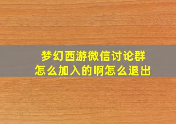 梦幻西游微信讨论群怎么加入的啊怎么退出