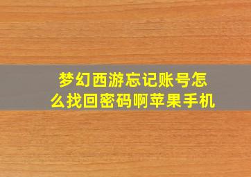 梦幻西游忘记账号怎么找回密码啊苹果手机