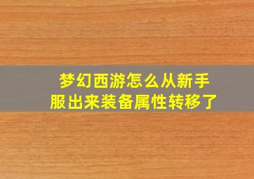 梦幻西游怎么从新手服出来装备属性转移了