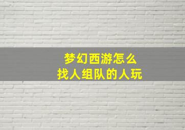 梦幻西游怎么找人组队的人玩