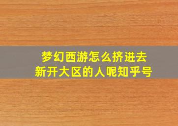 梦幻西游怎么挤进去新开大区的人呢知乎号