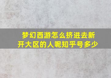 梦幻西游怎么挤进去新开大区的人呢知乎号多少