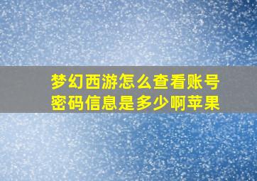 梦幻西游怎么查看账号密码信息是多少啊苹果