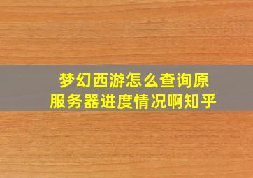 梦幻西游怎么查询原服务器进度情况啊知乎