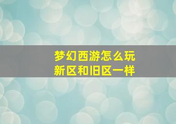 梦幻西游怎么玩新区和旧区一样