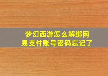 梦幻西游怎么解绑网易支付账号密码忘记了