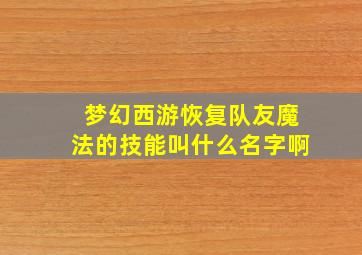 梦幻西游恢复队友魔法的技能叫什么名字啊