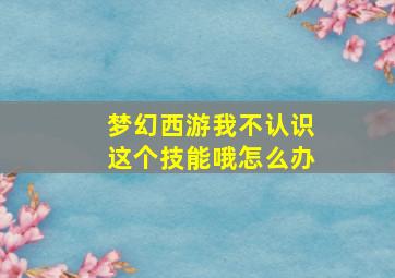 梦幻西游我不认识这个技能哦怎么办