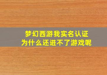 梦幻西游我实名认证为什么还进不了游戏呢