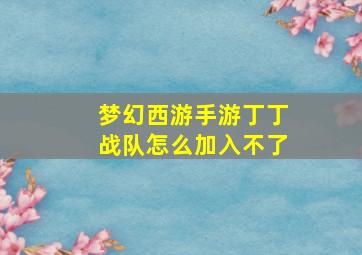 梦幻西游手游丁丁战队怎么加入不了