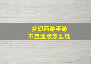 梦幻西游手游不互通版怎么玩